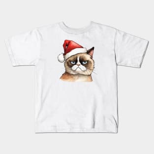 Angry Christmas Cat - Meowy Christmas Cat Kids T-Shirt